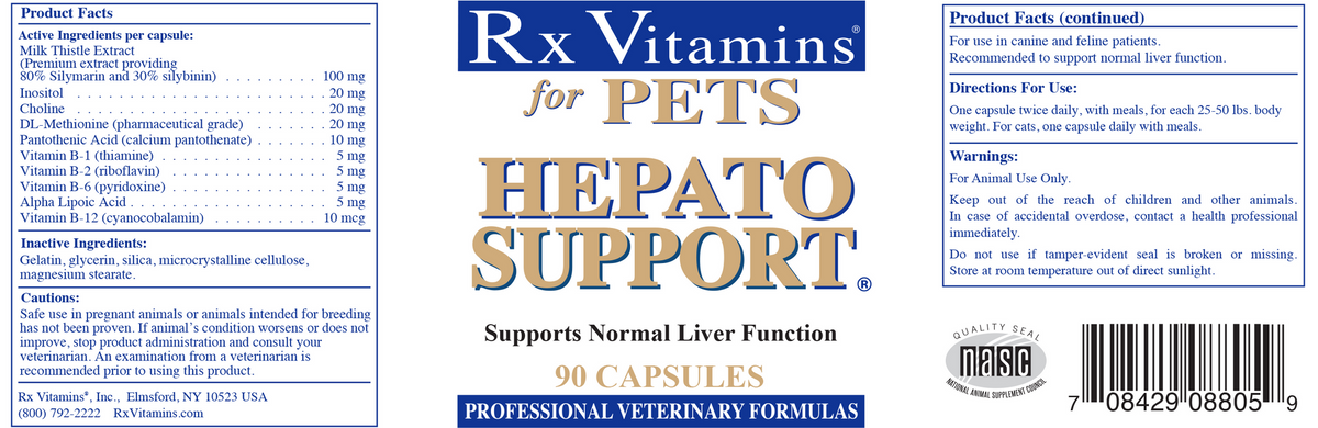 Rx Vitamins Hepato Support Liver Supplement for Dogs, 90 | 180 Capsules
