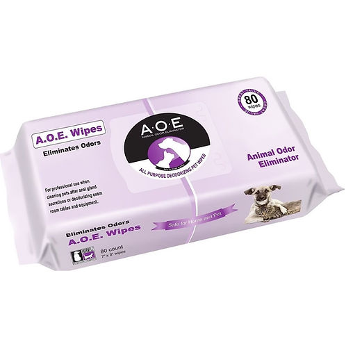 A.O.E All Purpose Deodorizing Pet Wipes, 80 ct