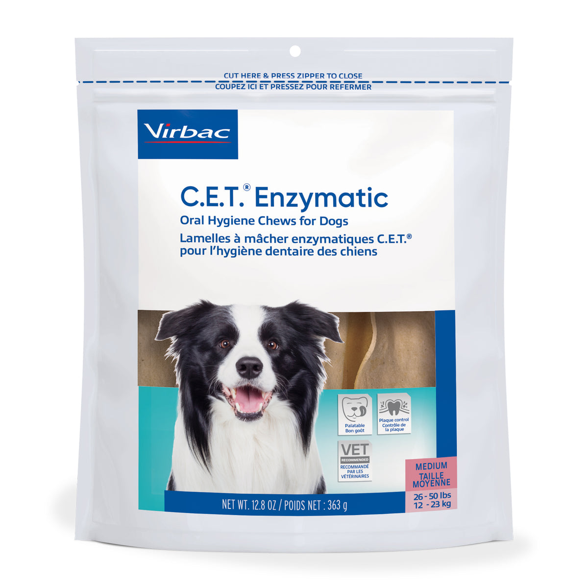 Virbac C.E.T. Enzymatic Oral Hygiene Chews for Dogs, 30 Chews