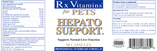 Rx Vitamins Hepato Support Liver Supplement for Dogs, 90 | 180 Capsules