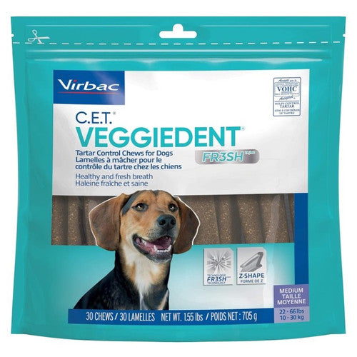 Virbac C.E.T VeggieDent FR3SH Chews for Dogs (30 Chews)