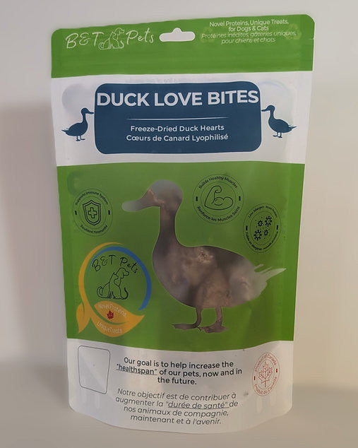 B&T Pets Duck Love Bites Freeze-Dried Duck Hearts 75g