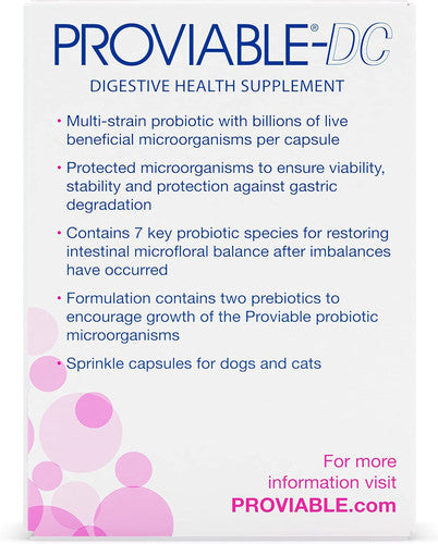 Nutramax Proviable-DC Probiotic for Dogs & Cats (30/ 80 Capsules)