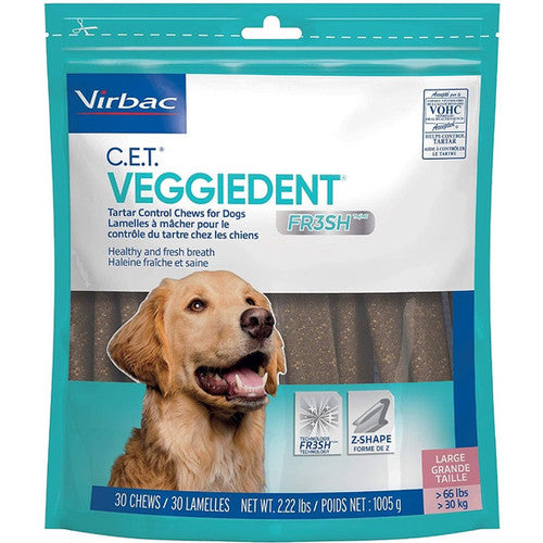 Virbac C.E.T VeggieDent FR3SH Chews for Dogs (30 Chews)
