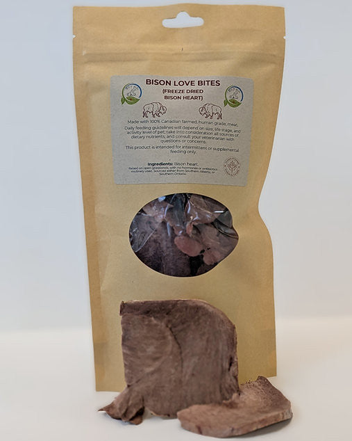 B&T Pets - Bison Love Bites (Freeze Dried Bison Heart) 75g