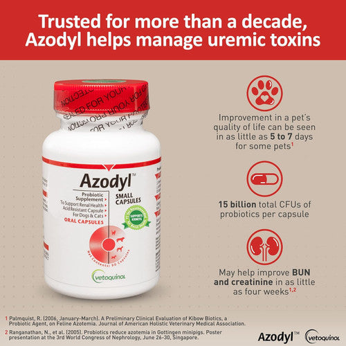 Azodyl Probiotic Renal Care for Dogs & Cats (90 capsules)