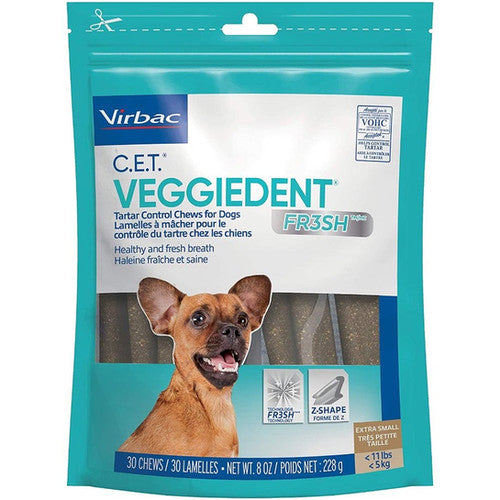 Virbac C.E.T VeggieDent FR3SH Chews for Dogs (30 Chews)